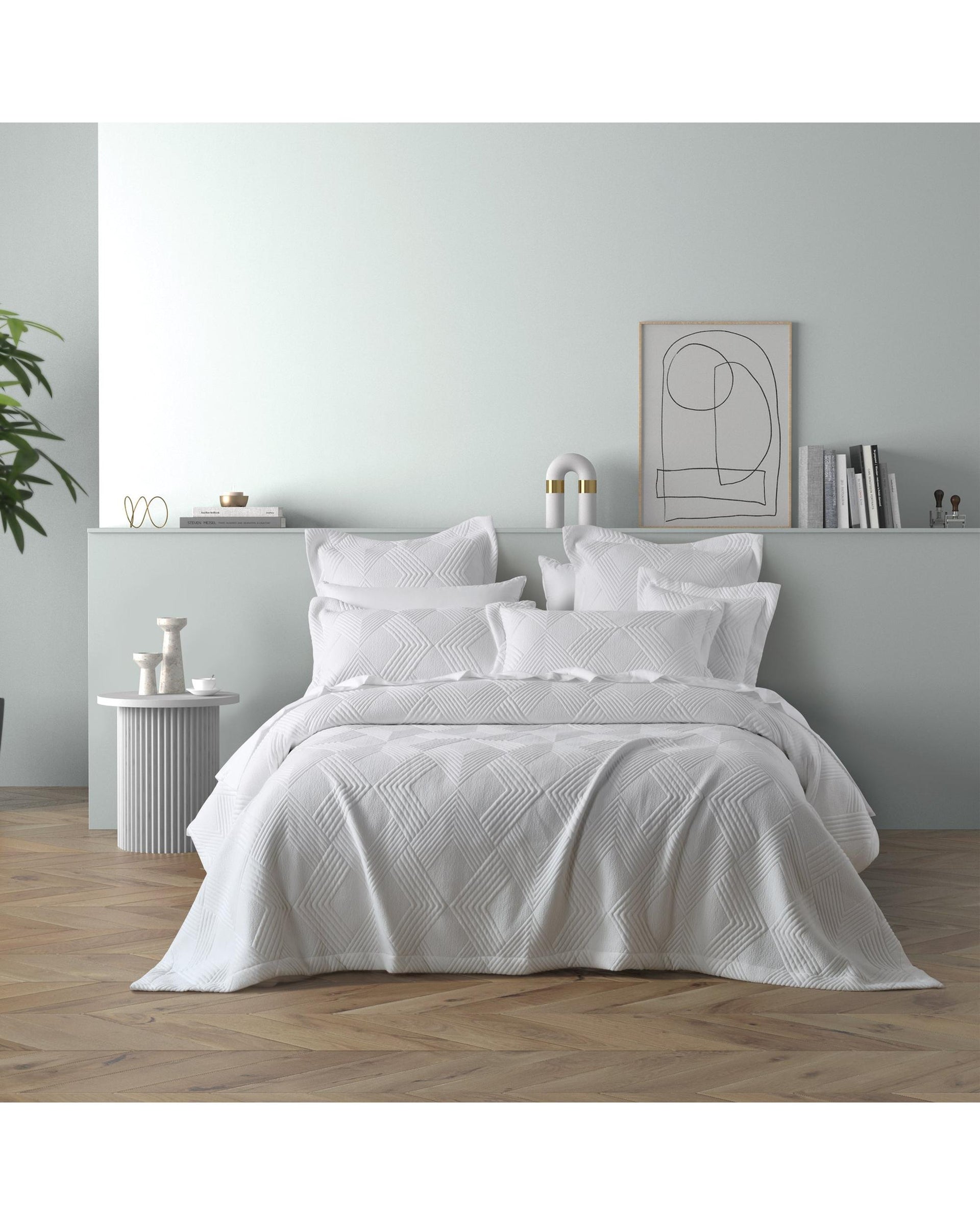 Bianca Bedding Cassiano White Polyester Jacquard Coverlet Set Bianca Bedding