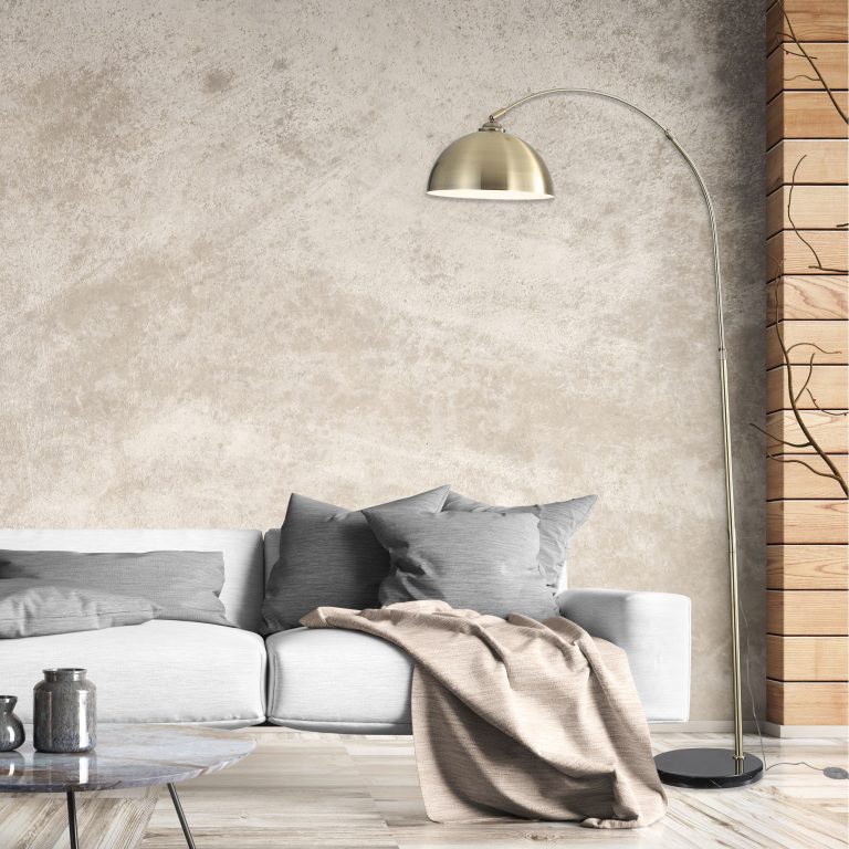 MARMO ANTIQUE BRASS Arc Floor Lamp with Marble Base