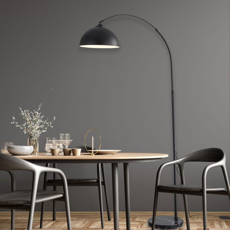 MARMO BLACK Arc Floor Lamp with Marble Base