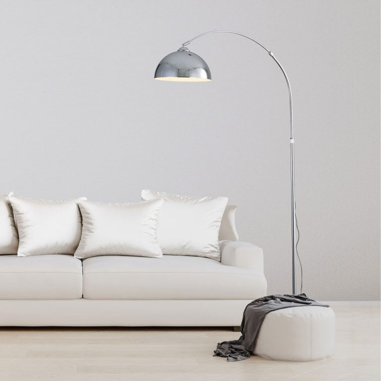 MARMO CHROME Arc Floor Lamp with Marble Base