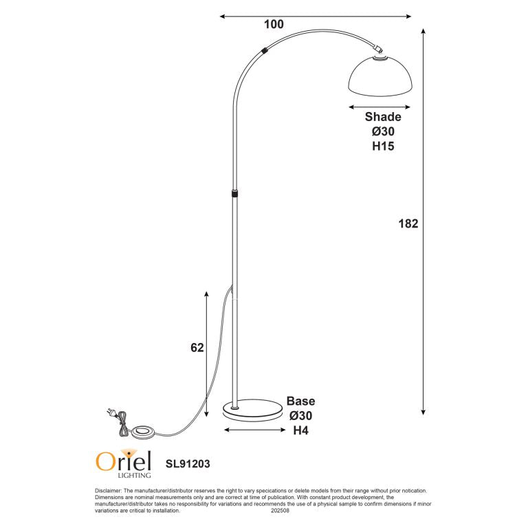 MARMO ANTIQUE BRASS Arc Floor Lamp with Marble Base