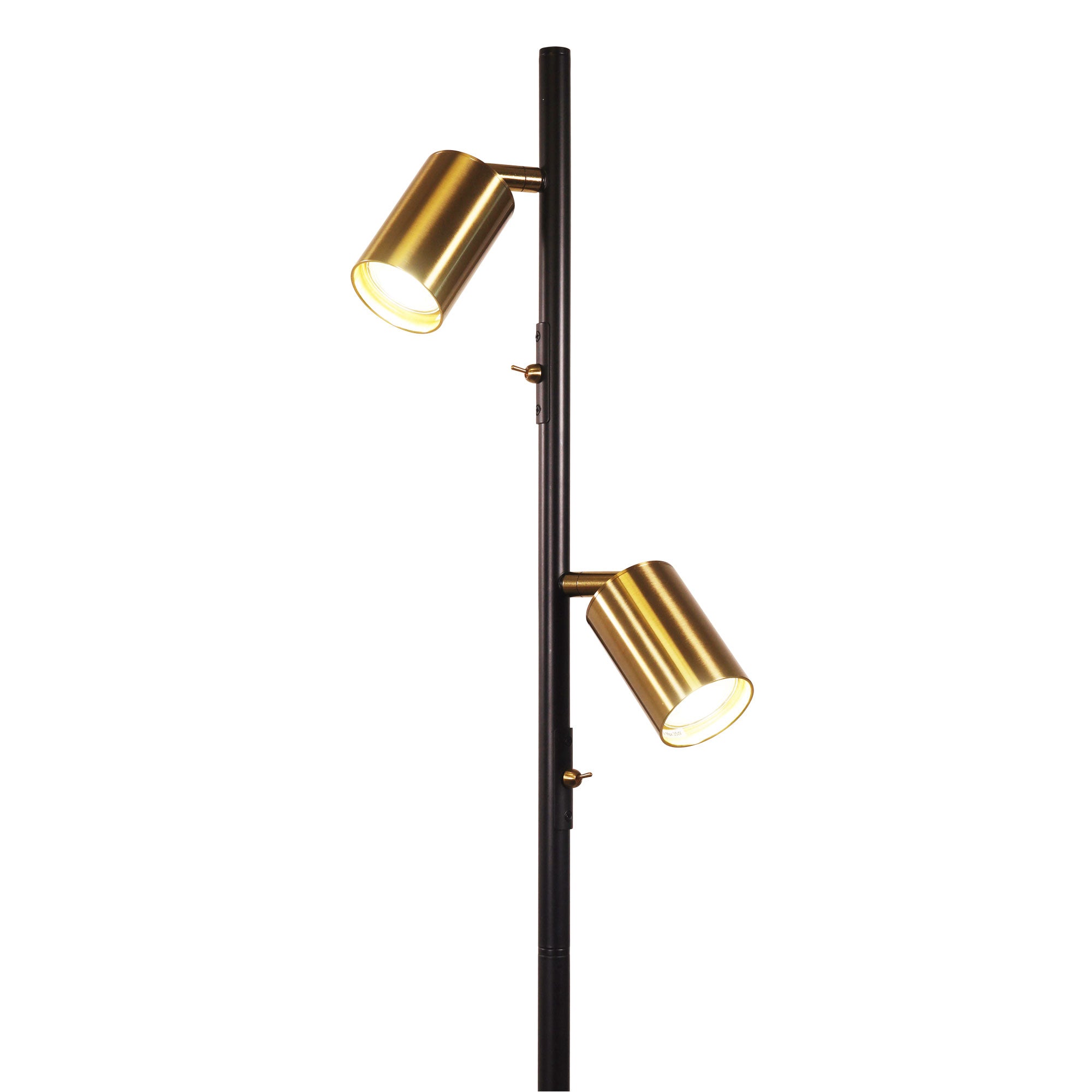 PONTE FLOOR BK/SB Adjustable Twin Floor Lamp Black and Satin Brass