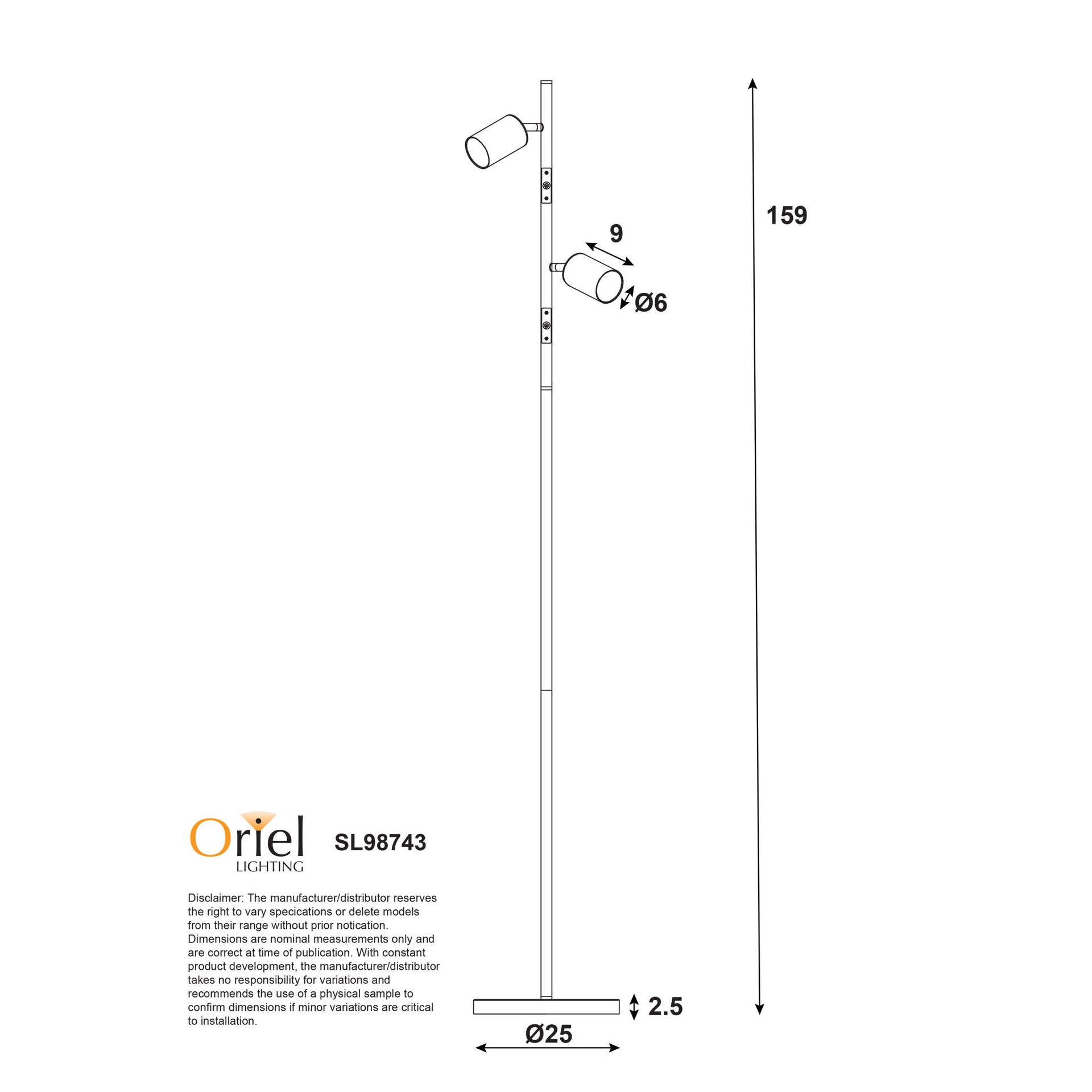 PONTE FLOOR BLACK Adjustable Twin Floor Lamp Black