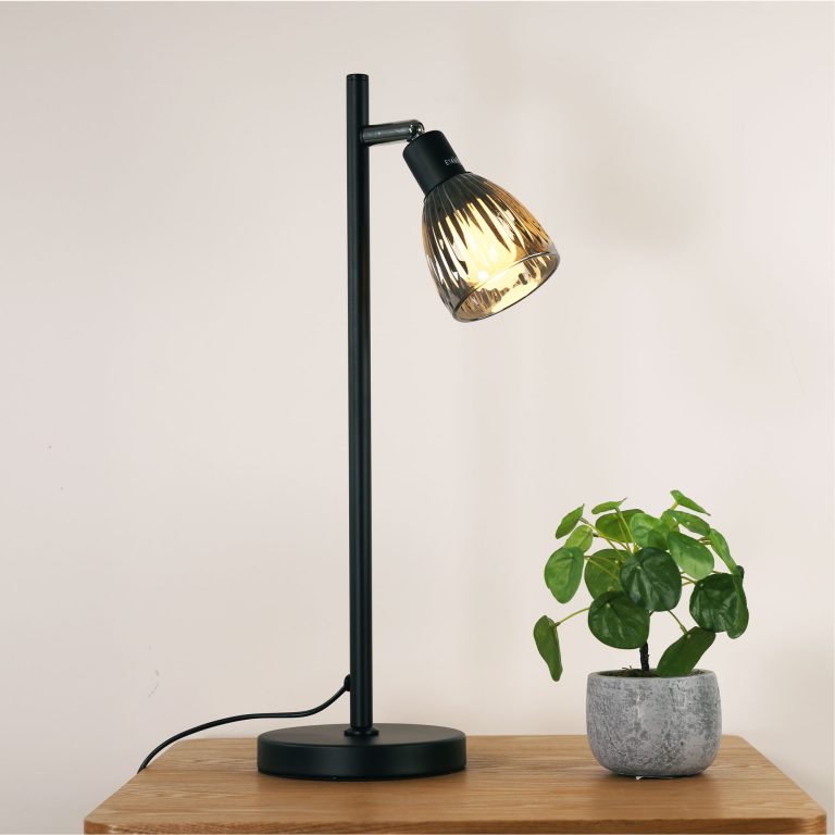 ALMA TABLE LAMP Smoked Glass Task Lamp