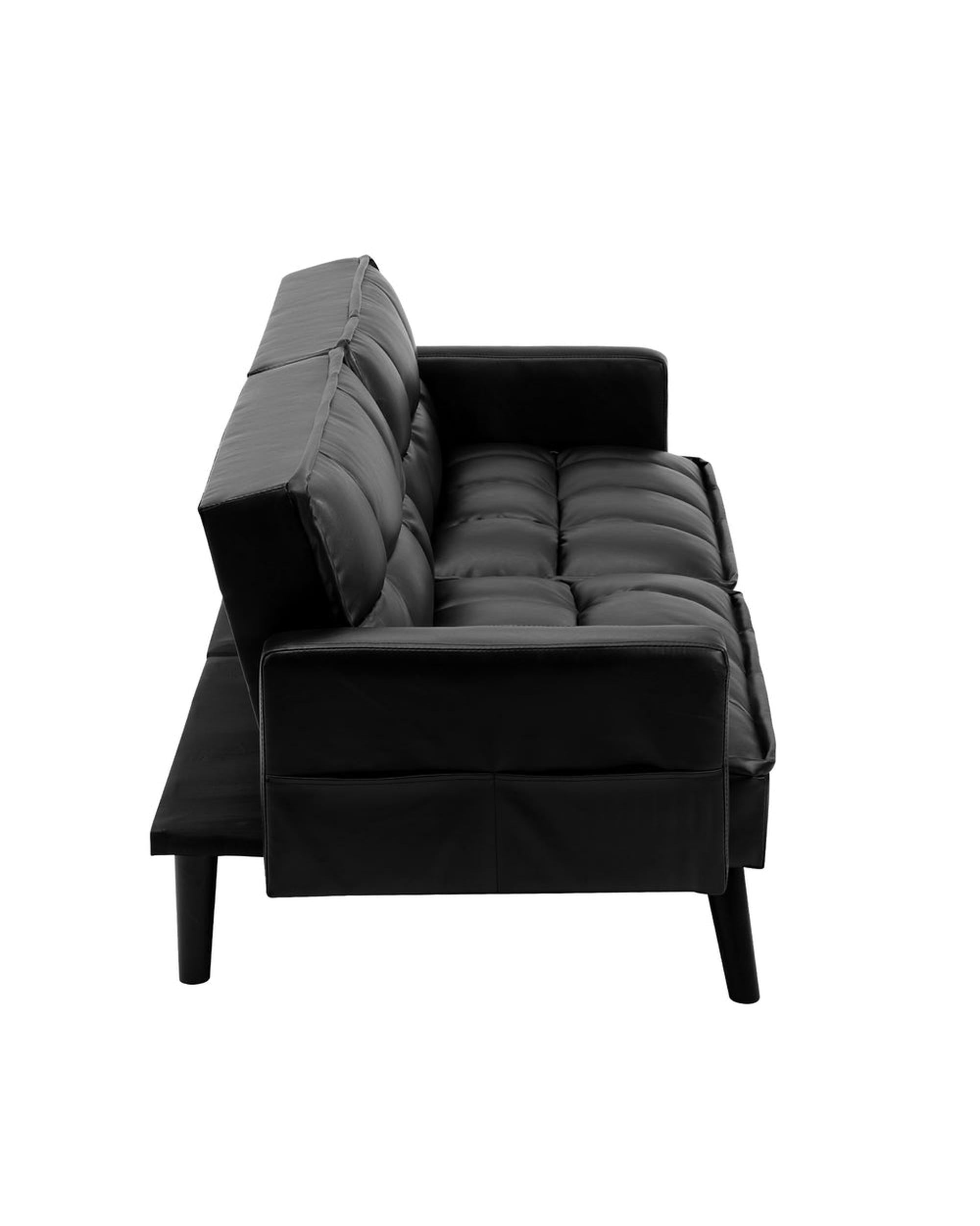 NOVA Sofa Bed Futon Convertible Leather 3-Seater Black Milano Decor
