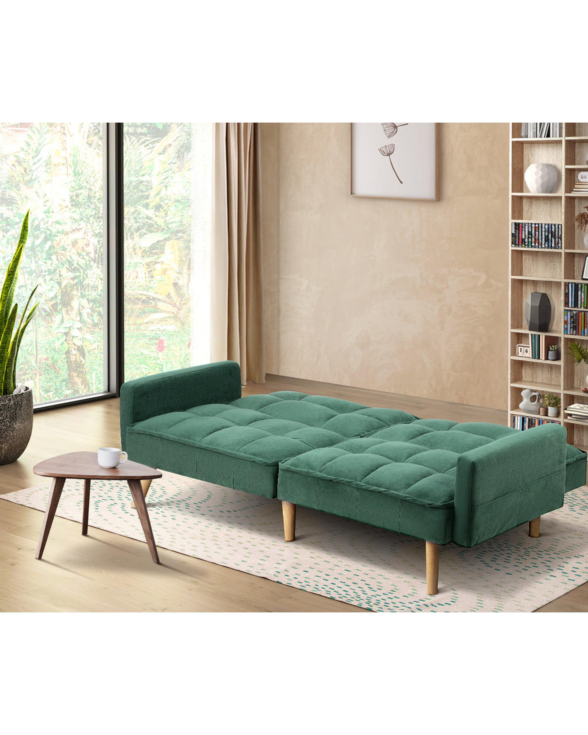 SOFIA Sofa Bed Velvet 3-Seater Green Milano Decor