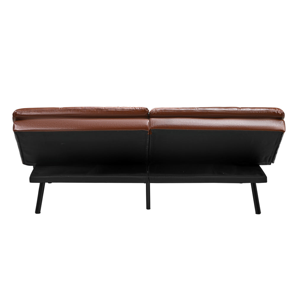 SONYA Sofa Bed 3-Seater Convertible Leather Brown Oikiture