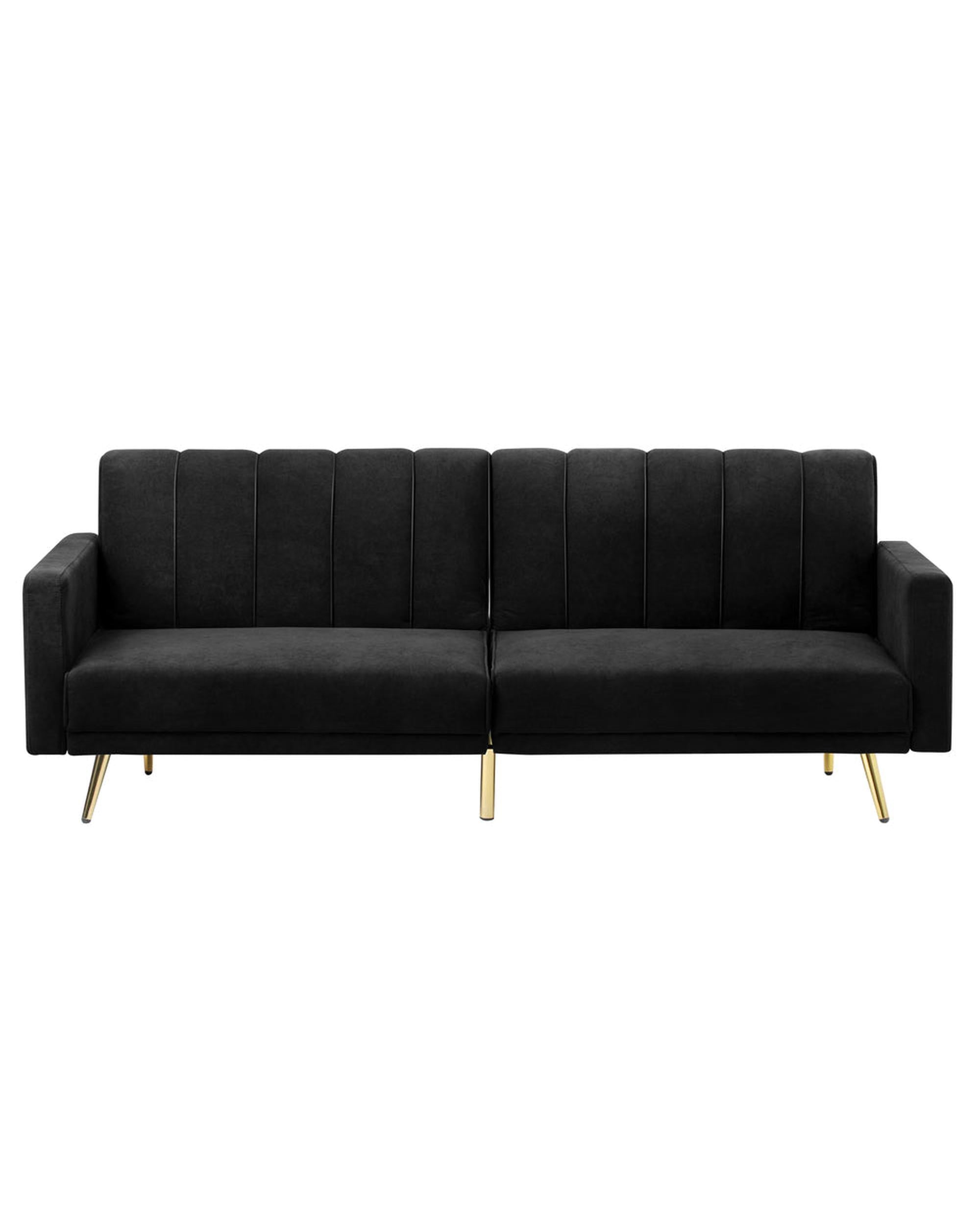 TRI 3-Seater Sofa Bed Velvet Black Oikiture