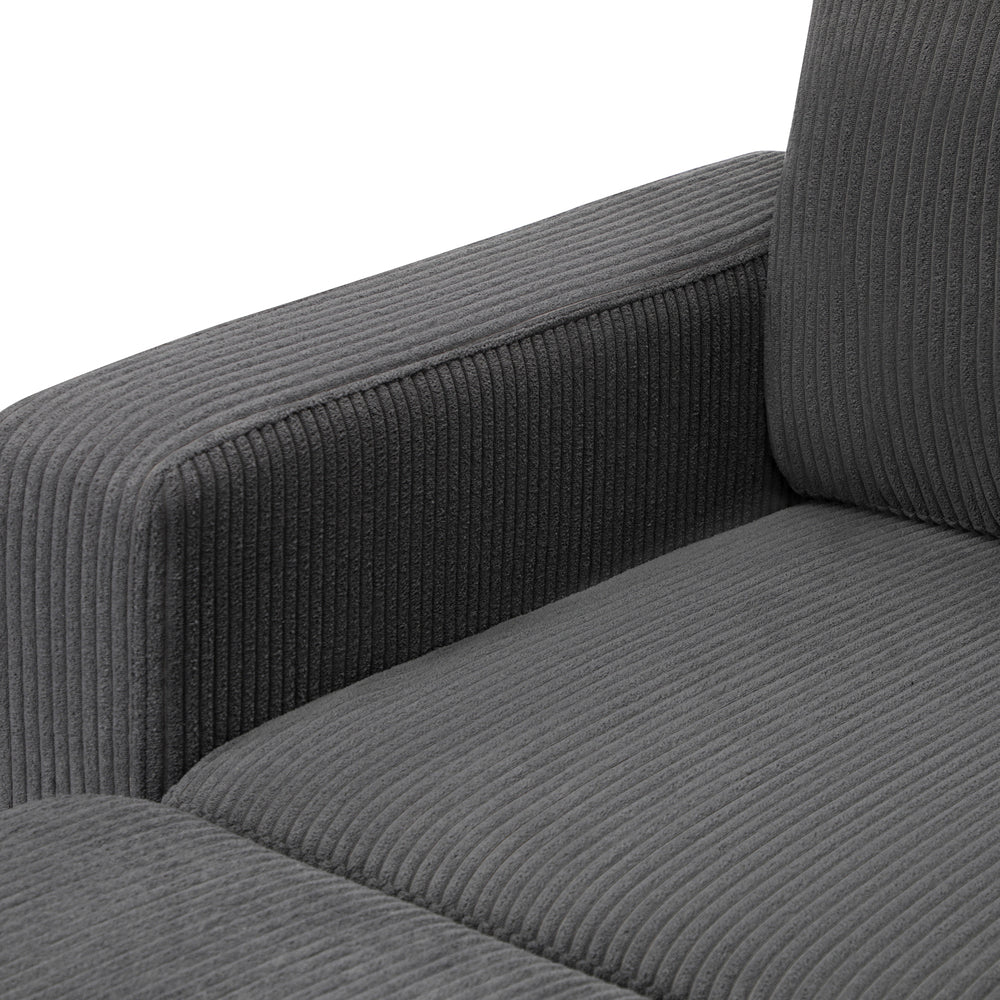 INDI 3 Seater Sofa with Ottoman Velvet Grey Oikiture