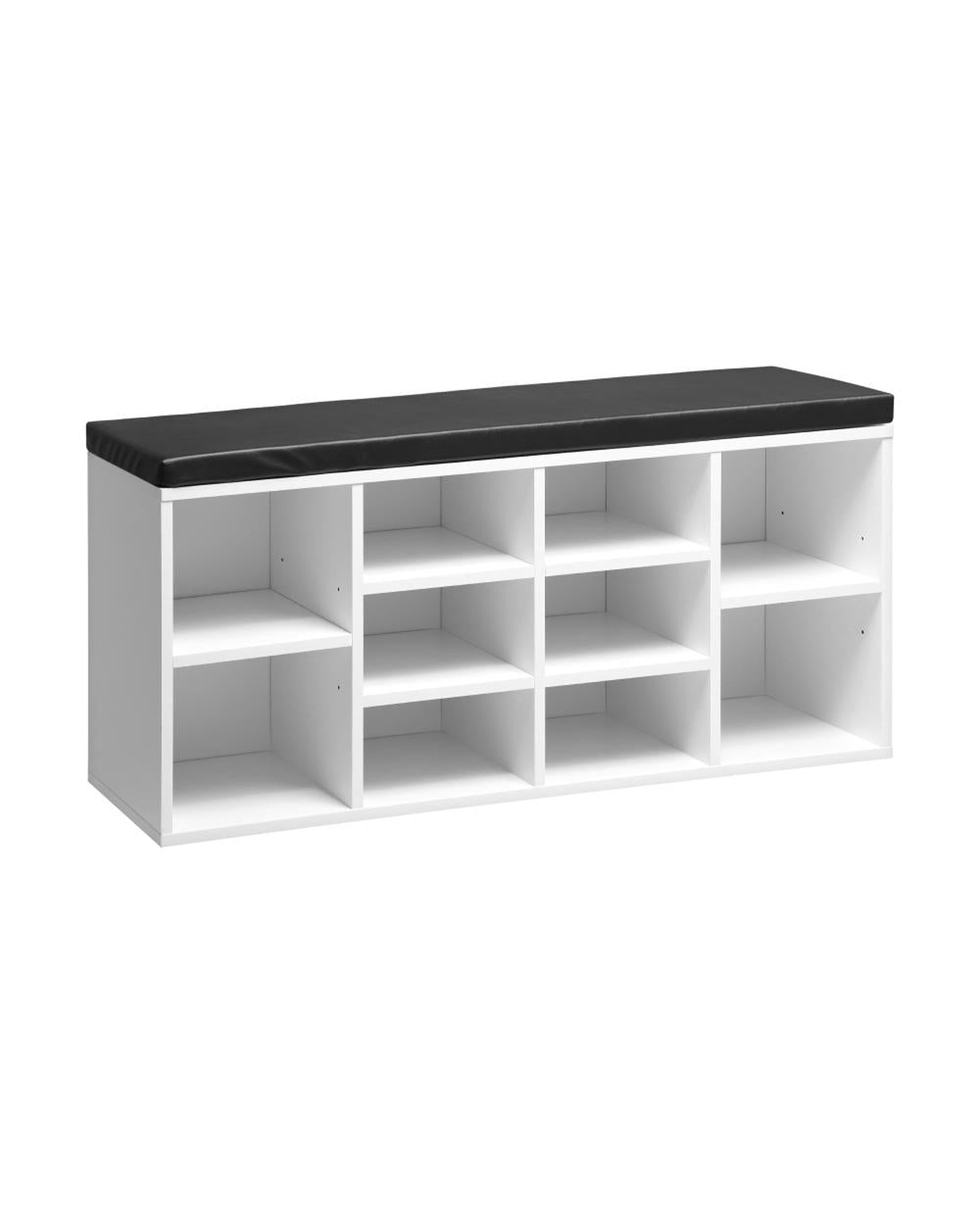 Flor Shoe Bench 105cm Shoe Storage Cabinet Orgaiser Rack Storage Shelf Black and White Oikiture