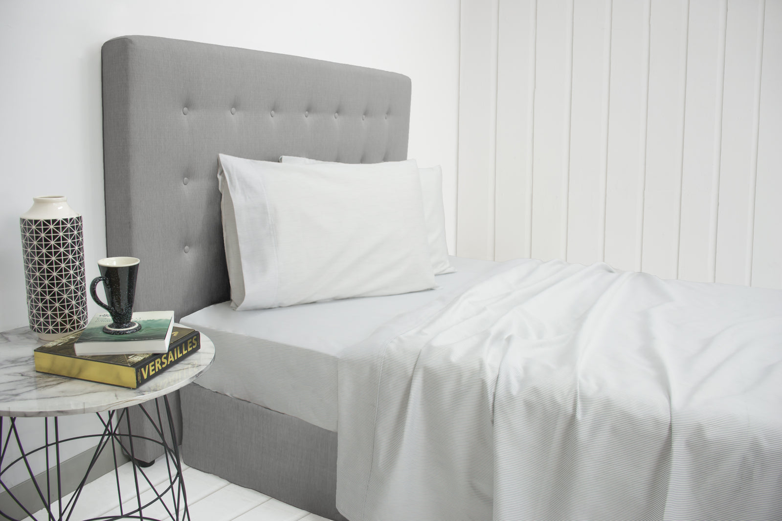 ARDOR "Ada 1000TC Cotton Rich Printed" SHEET SET - WHITE Ardor Bedding