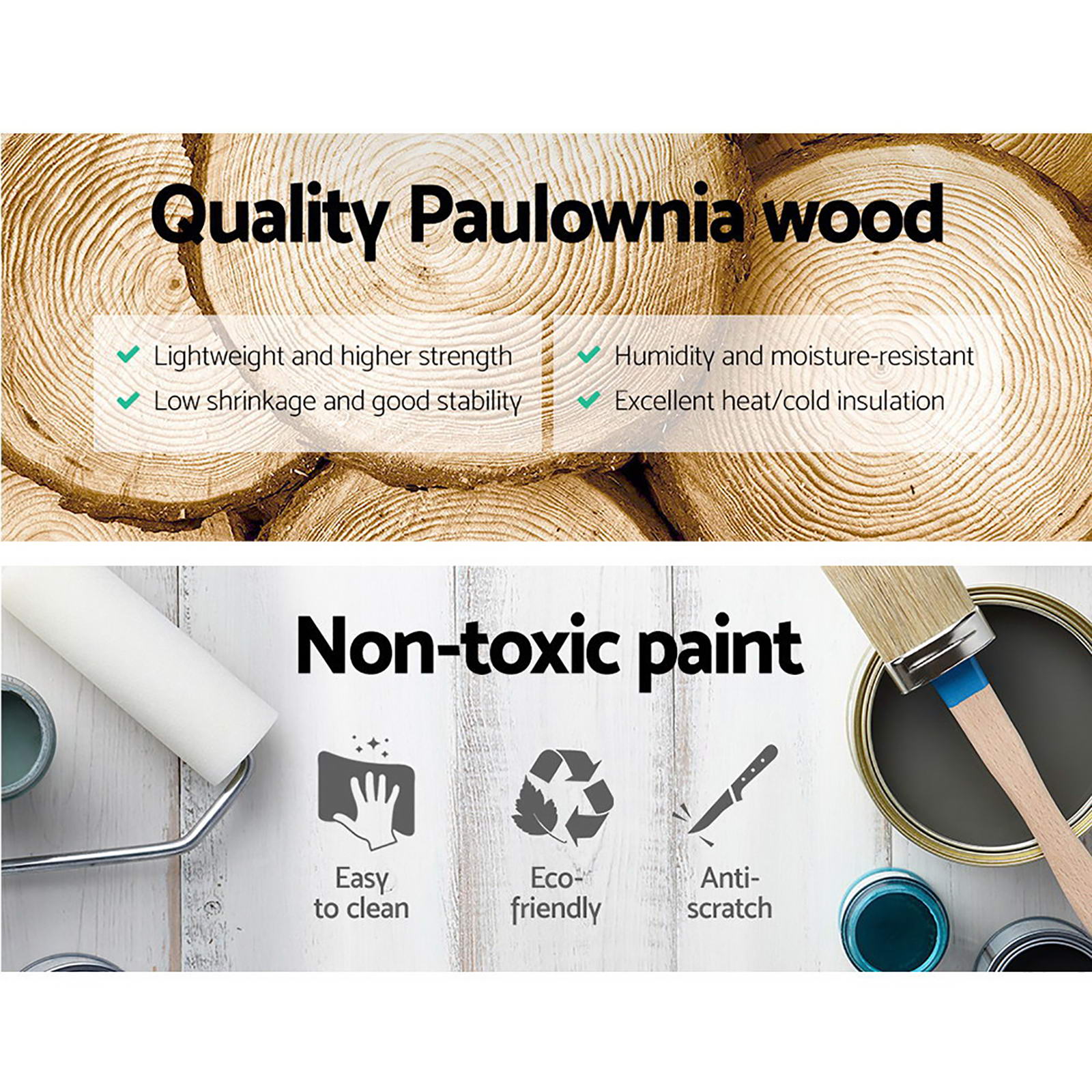 2x Bedside Table 3 Drawers Vintage - THYME Blue Artiss