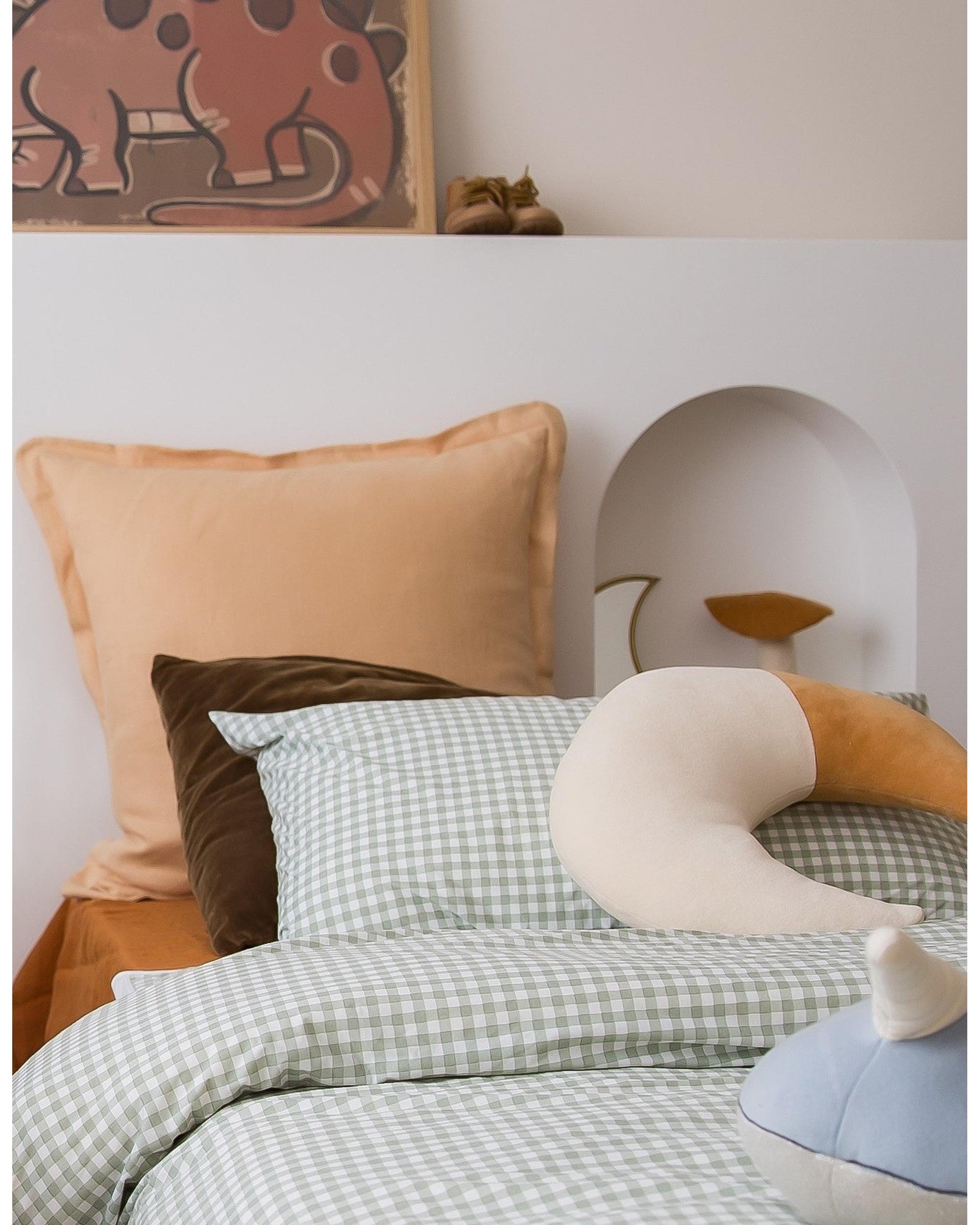 Sage Gingham Waterproof Pillow Case The Midnight Gang