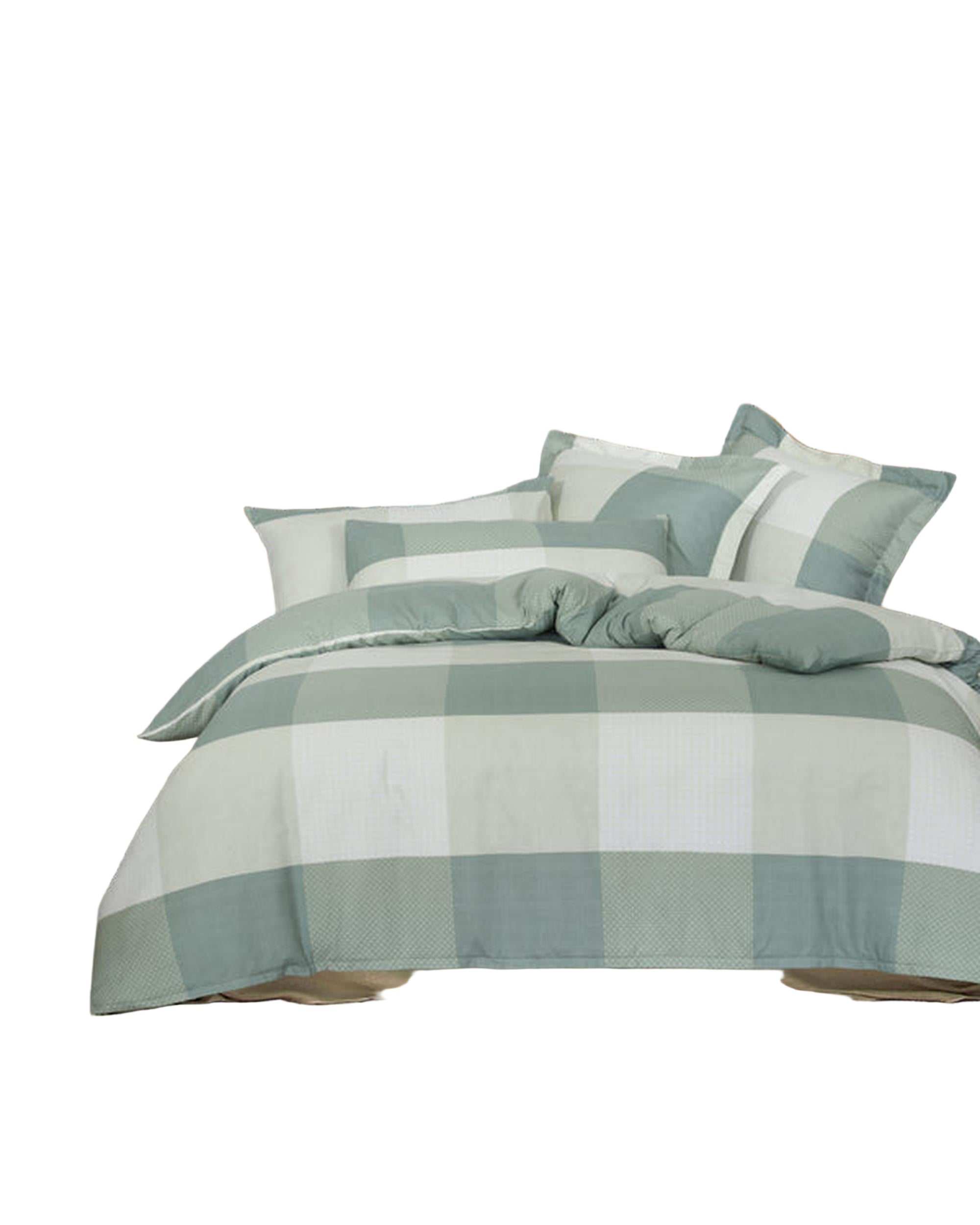 Amsons Quilt Cover Set with European Pillow Covers - Sage Check Amsons