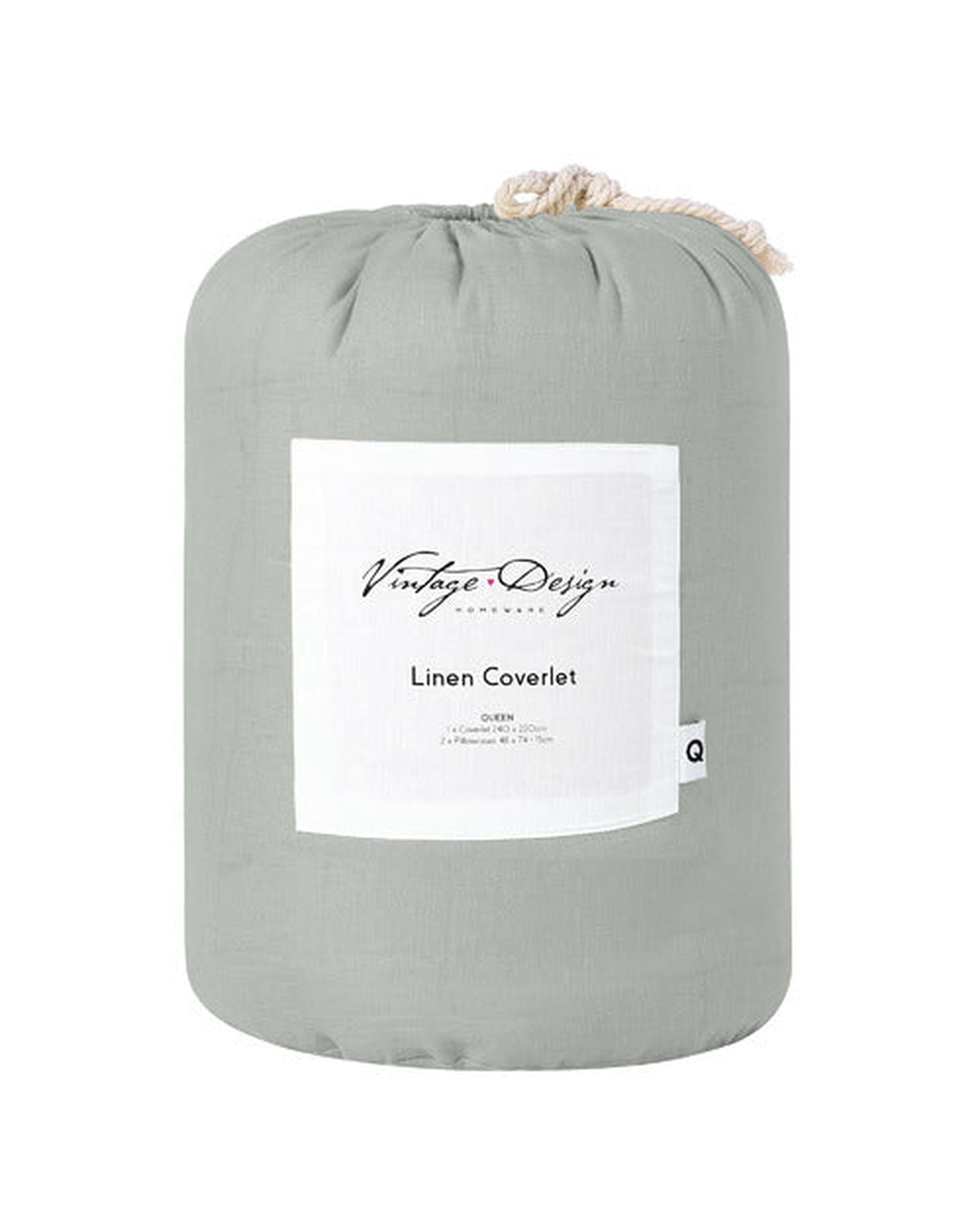 Vintage Design Sage French Linen Coverlet Set Vintage Design