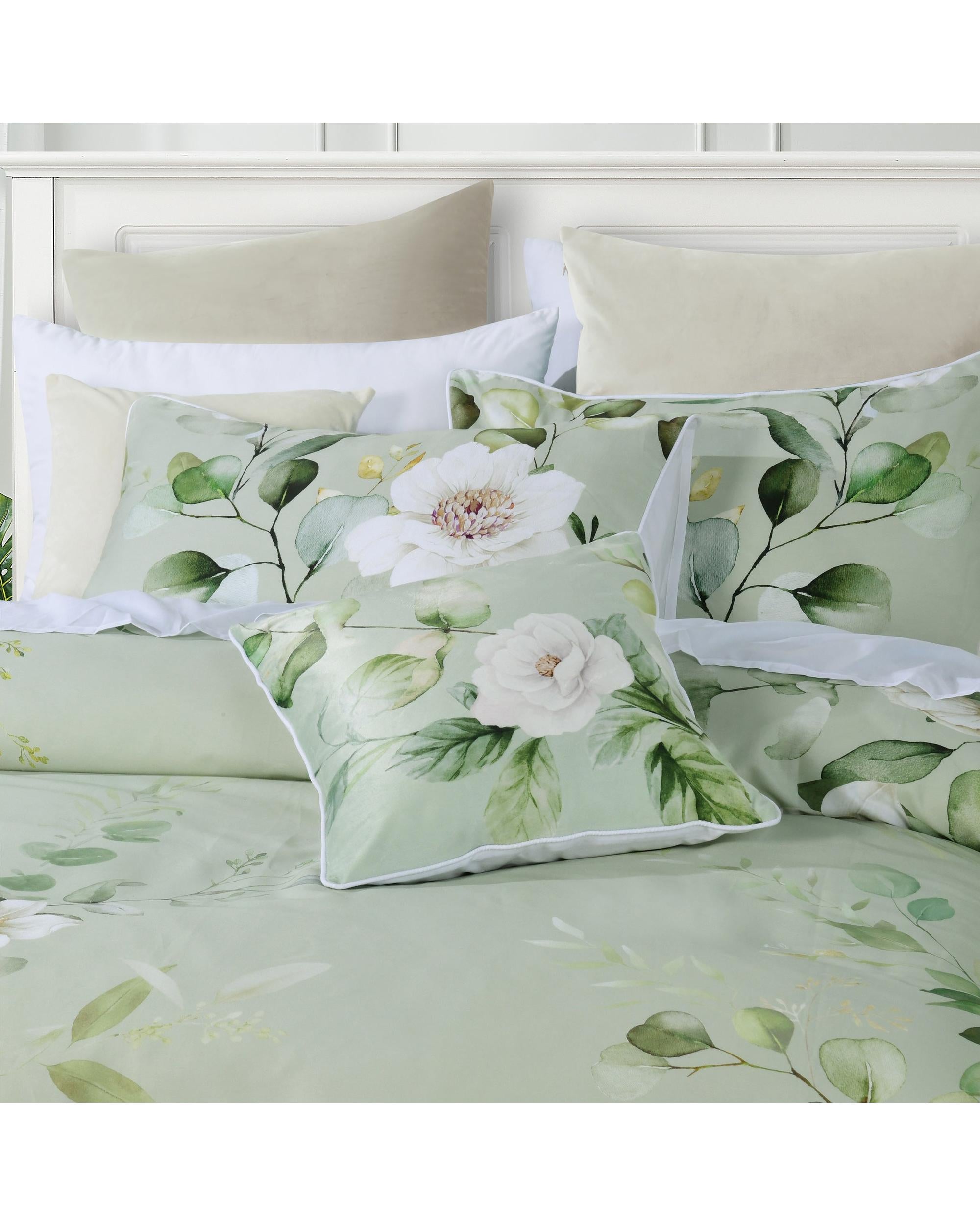 Bianca Bedding Salisbury Sage Cotton Sateen Quilt Cover Set Bianca Bedding