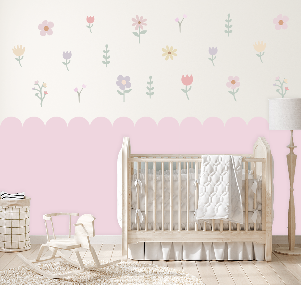 Scallop Half Wall Decals Polka Art Prints