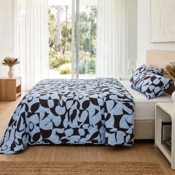 Amsons Scandi Aquafern Bedspread Set