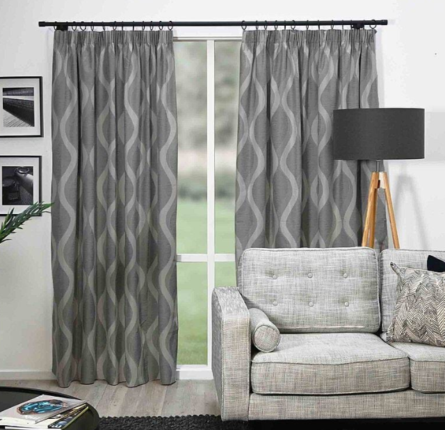 FILIGREE LANGTON 1.5W PENCIL BLOCKOUT CURTAIN CHARCOAL - SET OF 2