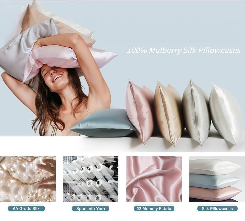 Anyhouz Pillowcase 50x90cm Purple Natural Mulberry Silk For Comfortable And Relaxing Home Bed - King Size