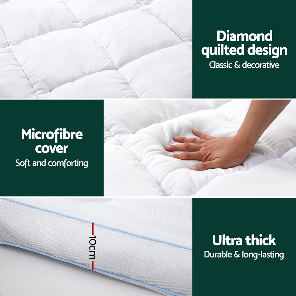 Bedding Mattress Topper Pillowtop Bamboo 10cm Giselle