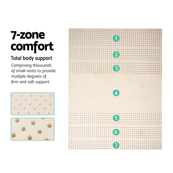 Giselle Bedding Pure Natural Latex Mattress Topper 7 Zone 7.5Cm