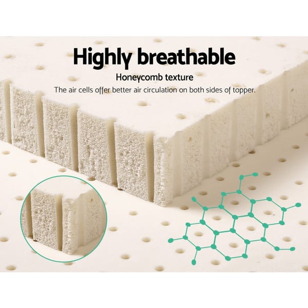 Giselle Bedding Pure Natural Latex Mattress Topper 7 Zone 7.5Cm