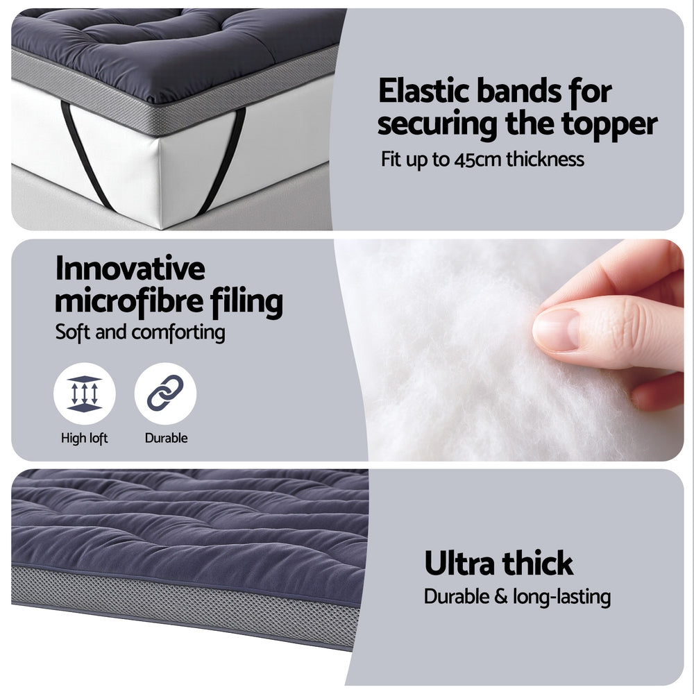 5cm Mattress Topper Pillowtop toppers Bamboo Charcoal Giselle