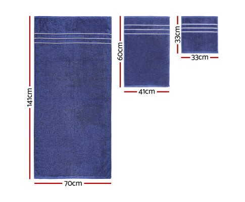 6 Pack Bath Towels Set Cotton Towel Navy Big Bedding Australia