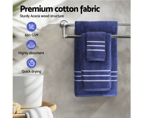 6 Pack Bath Towels Set Cotton Towel Navy Big Bedding Australia