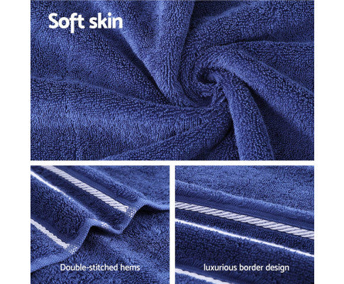 6 Pack Bath Towels Set Cotton Towel Navy Big Bedding Australia