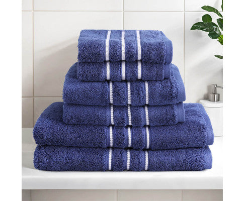6 Pack Bath Towels Set Cotton Towel Navy Big Bedding Australia