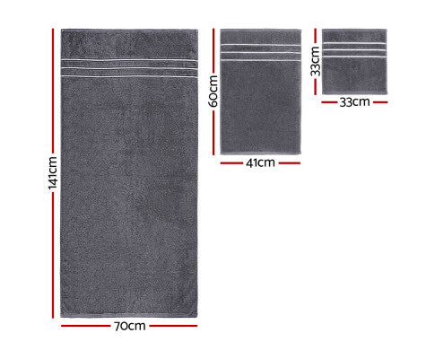 6 Pack Bath Towels Set Cotton Towel Grey Big Bedding Australia