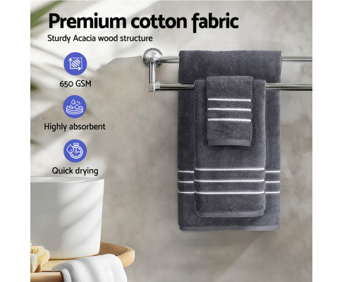 6 Pack Bath Towels Set Cotton Towel Grey Big Bedding Australia