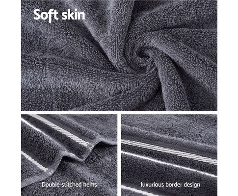 6 Pack Bath Towels Set Cotton Towel Grey Big Bedding Australia