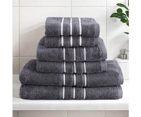 6 Pack Bath Towels Set Cotton Towel Grey Big Bedding Australia