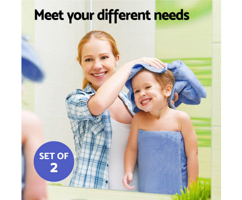 2 Pack Bath Sheets Set Cotton Extra Large Towel Blue Big Bedding Australia