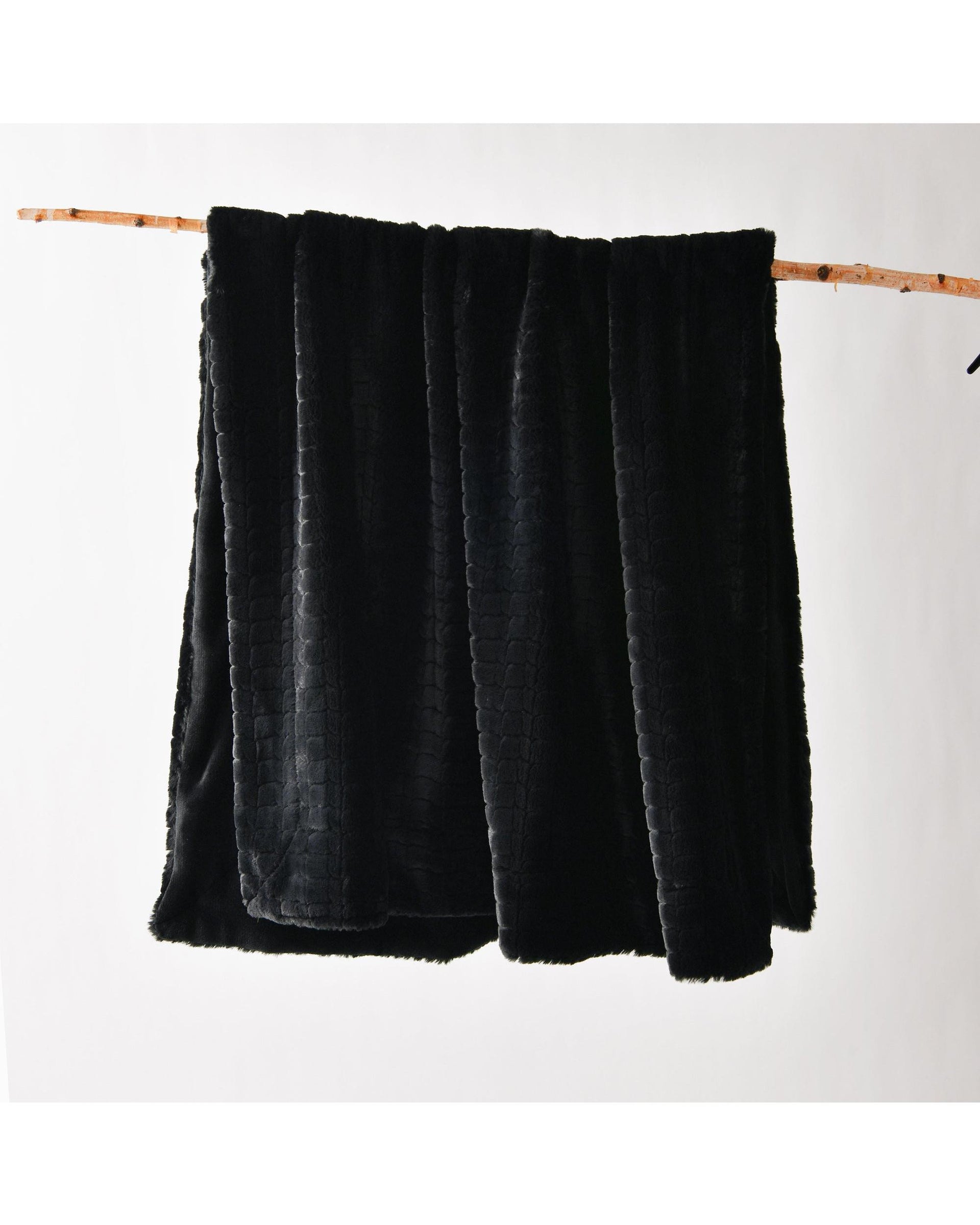 Bianca Australian TAMBAR Throw Rug Faux Fur Black