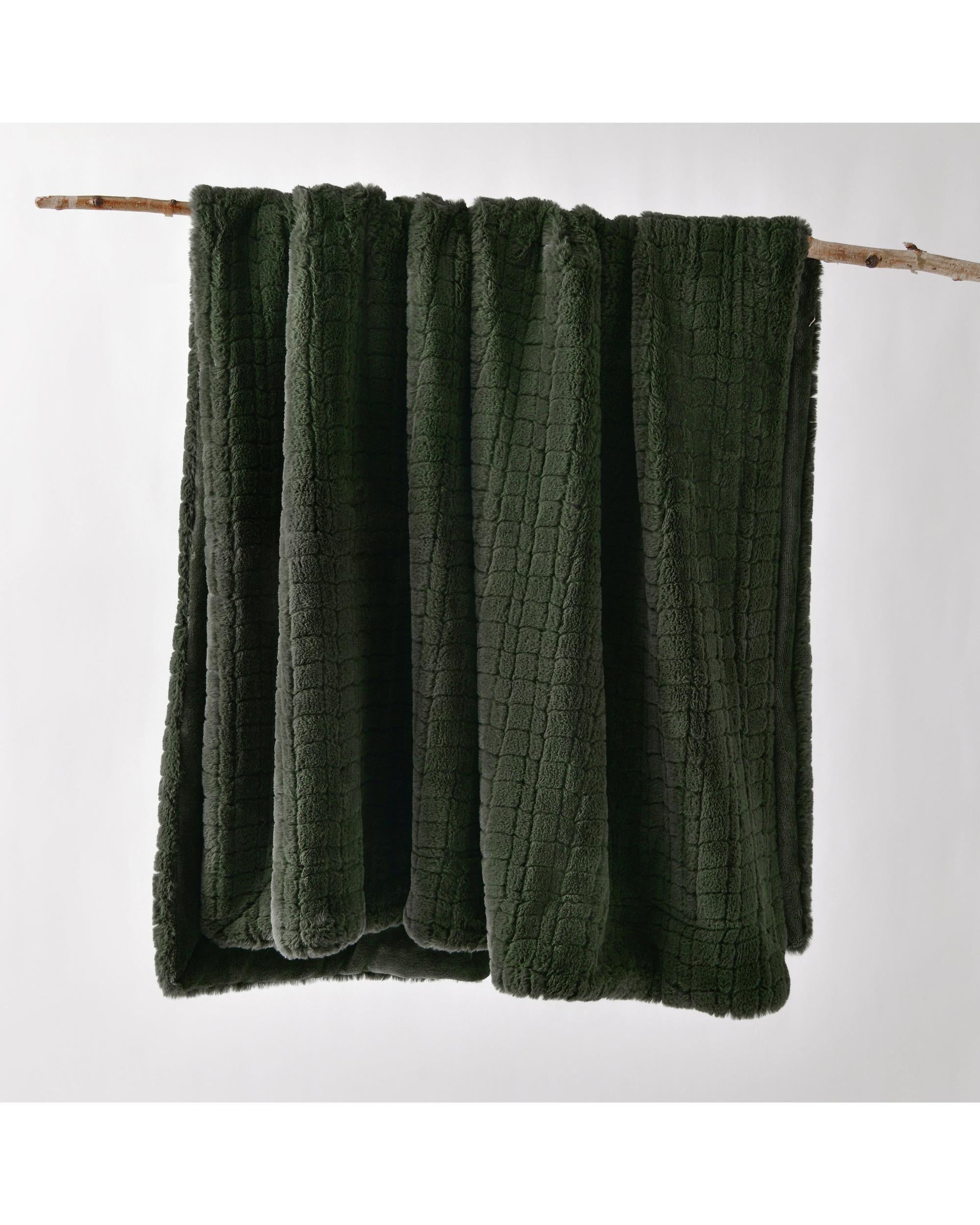 Bianca Australian TAMBAR Throw Rug Faux Fur Green