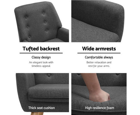 Armchair Tub Single Dining Chair - CHARCOAL Artiss