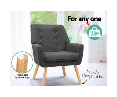 Armchair Tub Single Dining Chair - CHARCOAL Artiss