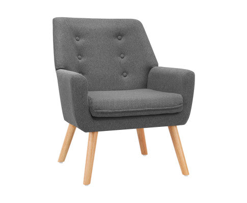 Armchair Tub Single Dining Chair - GREY Artiss