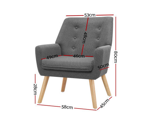 Armchair Tub Single Dining Chair - GREY Artiss