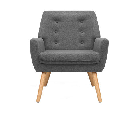 Armchair Tub Single Dining Chair - GREY Artiss