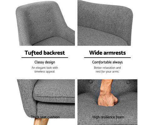 Armchair Tub Single Dining Chair - GREY Artiss