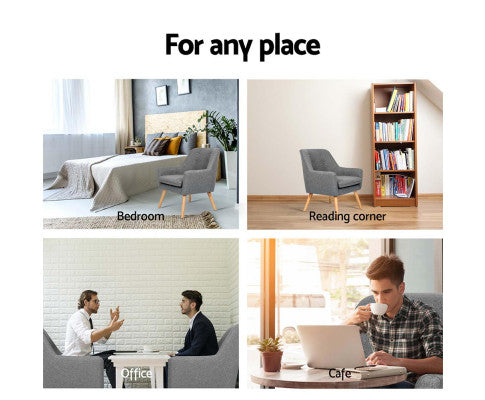 Armchair Tub Single Dining Chair - GREY Artiss