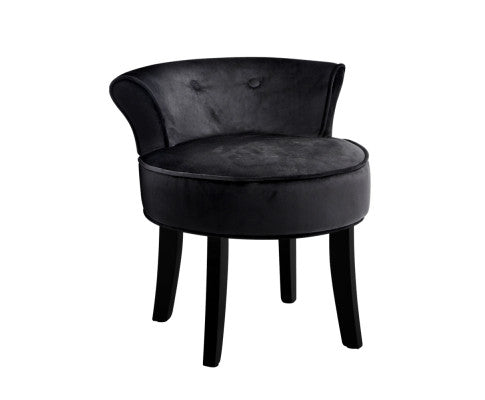 Vanity Stool Velvet Black Abella Artiss