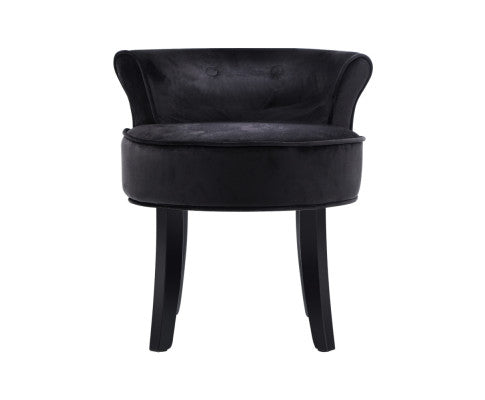 Vanity Stool Velvet Black Abella Artiss