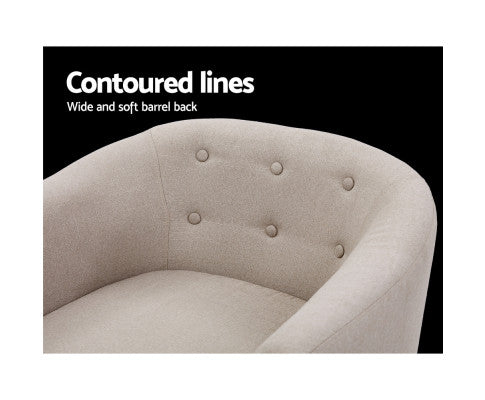 Armchair Tub Chair Single Accent Armchairs Sofa Lounge Fabric Beige Artiss