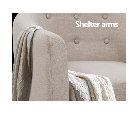 Armchair Tub Chair Single Accent Armchairs Sofa Lounge Fabric Beige Artiss